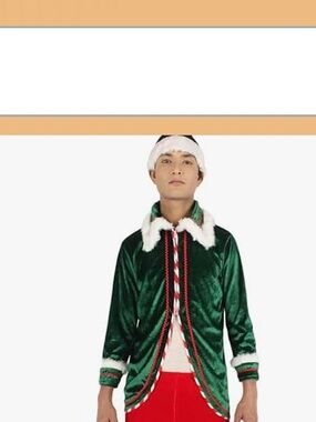 Green Velvet Holiday Elf Jacket with White Faux Fur Trim